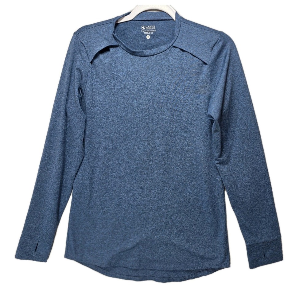 Carve Designs Athletic Top Sz M Long Sleeve Cut Out Performance Thick Thumbholes